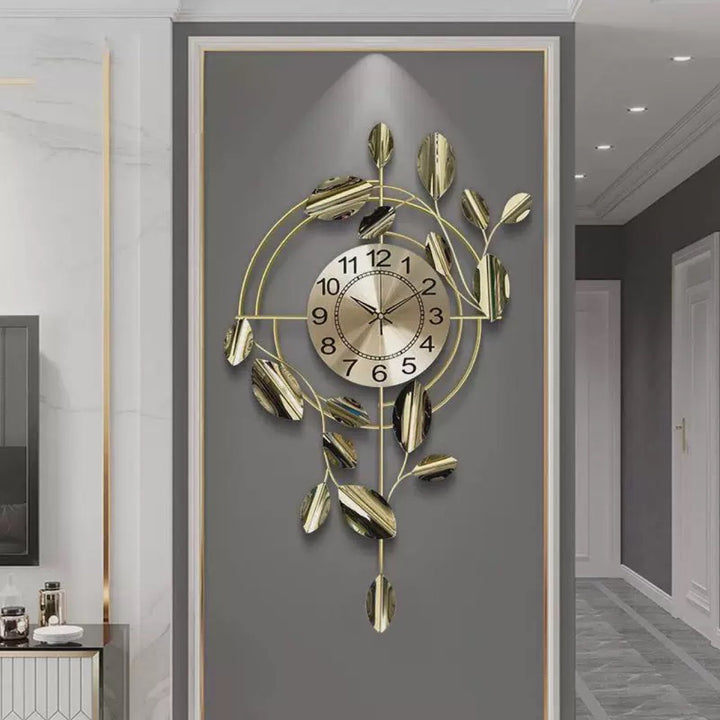 Decorative Wall Clock with Leaf Design