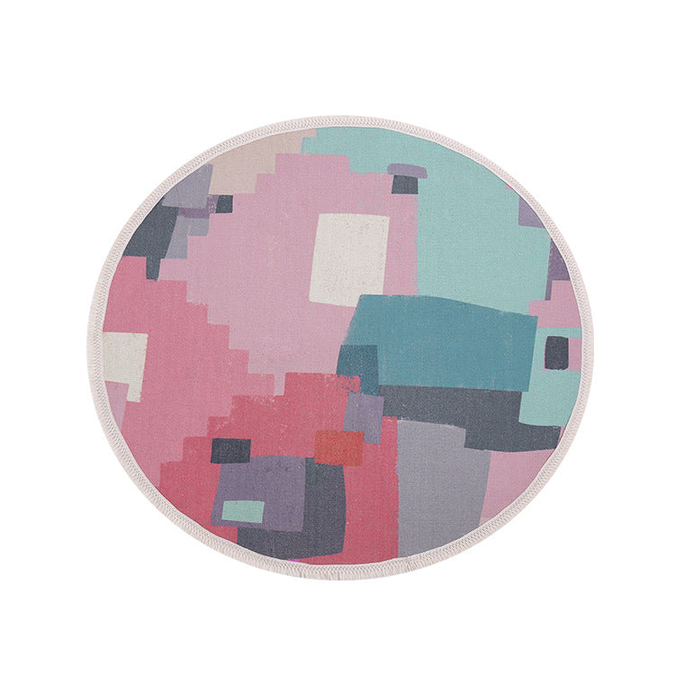 Round Decorative Living Room Carpet with Modern Geometric Pattern
