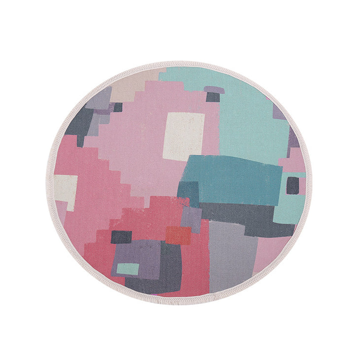 Round Decorative Living Room Carpet with Modern Geometric Pattern