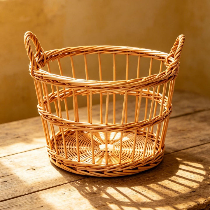 Handcrafted storage basket with weaving