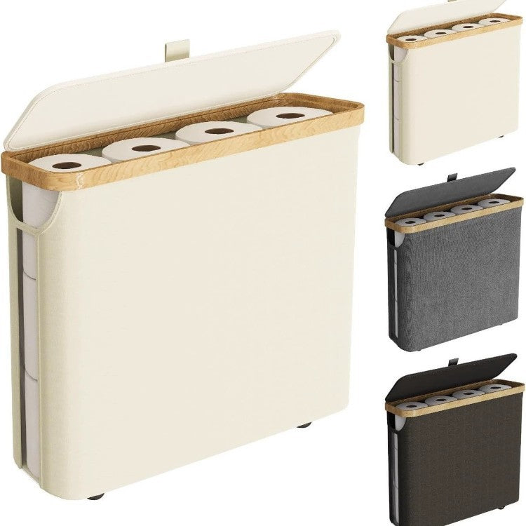 Elegant Laundry Container Made of High-Quality Textile with Bamboo Frame