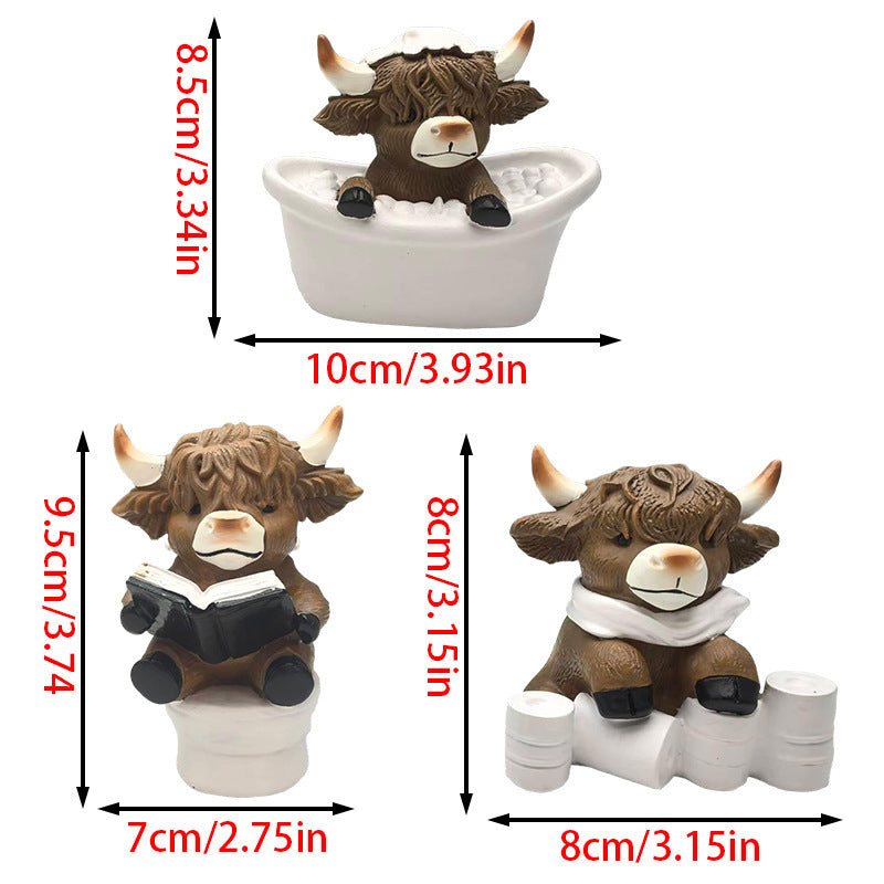 Funny Highland Cattle Decorative Figure