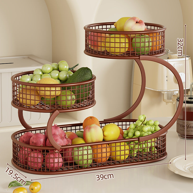 Three-Tier Metal Kitchen Fruit and Vegetable Storage Organizer
