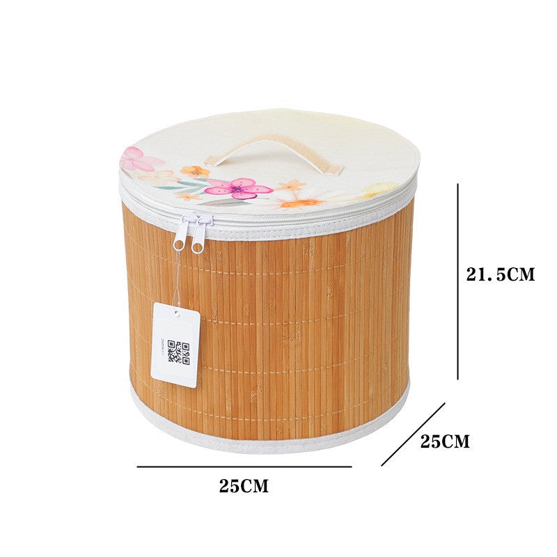 Storage basket with zipper and floral design