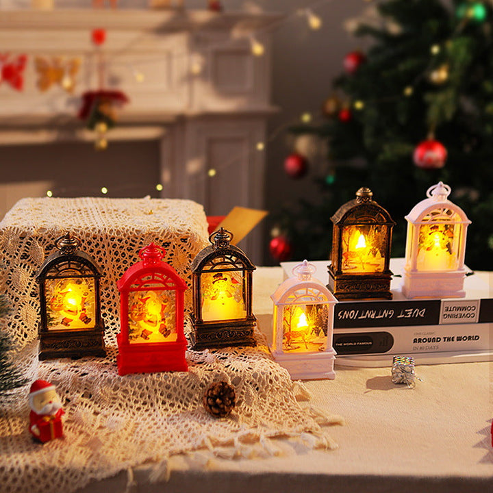Decorative Christmas lantern with nostalgic Santa motif
