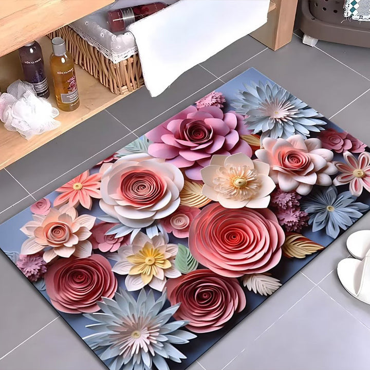Artistic Floral Design Bath Mat