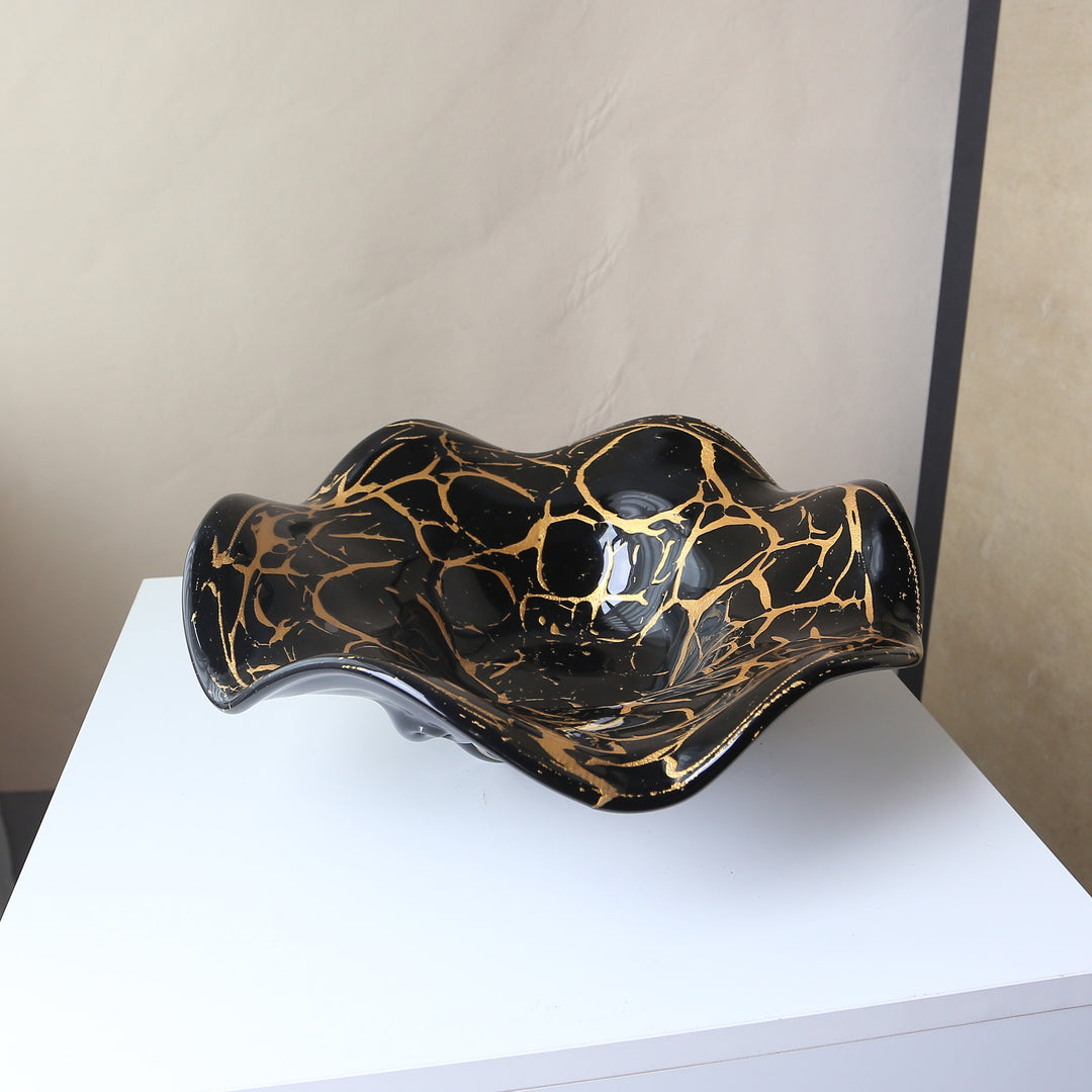 Sculptural Wavy Ruffled-Edge Centerpiece Glass