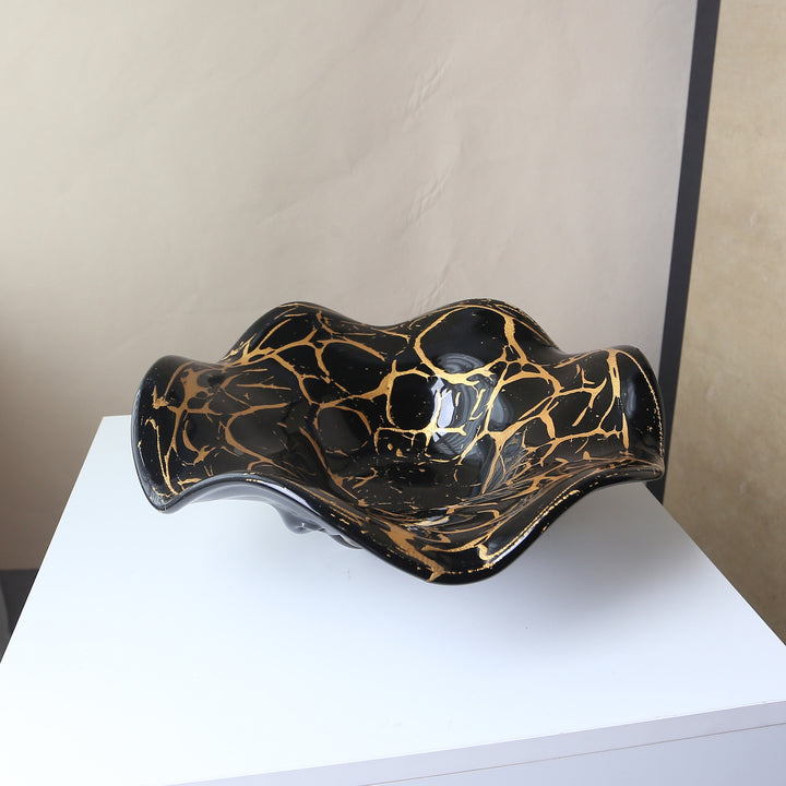 Sculptural Wavy Ruffled-Edge Centerpiece Glass