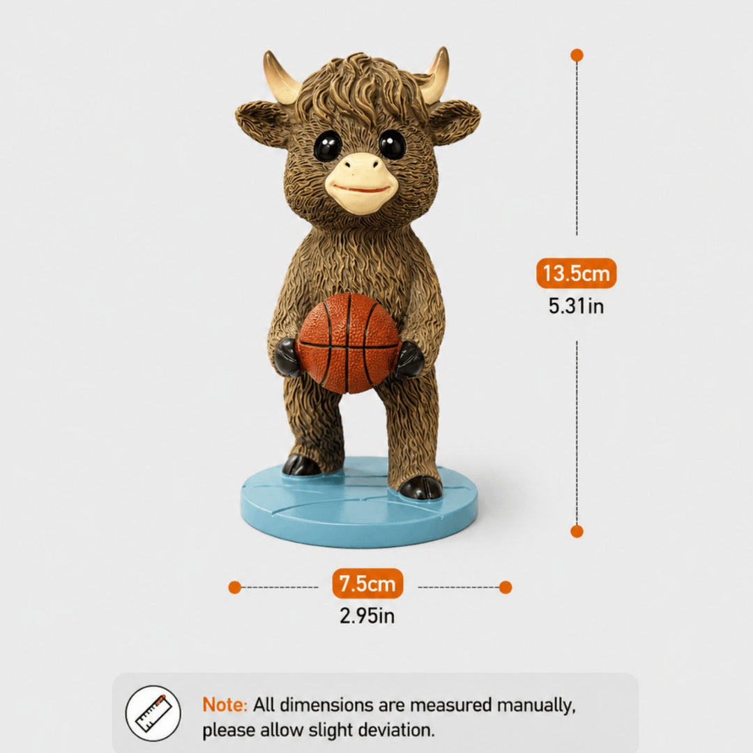 Cute Basketball Player Cow Figurine