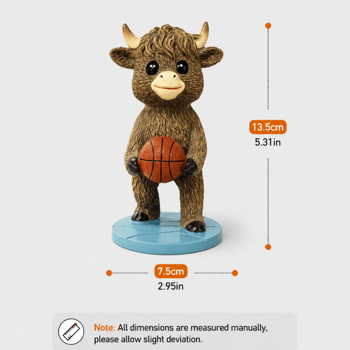 Cute Basketball Player Cow Figurine