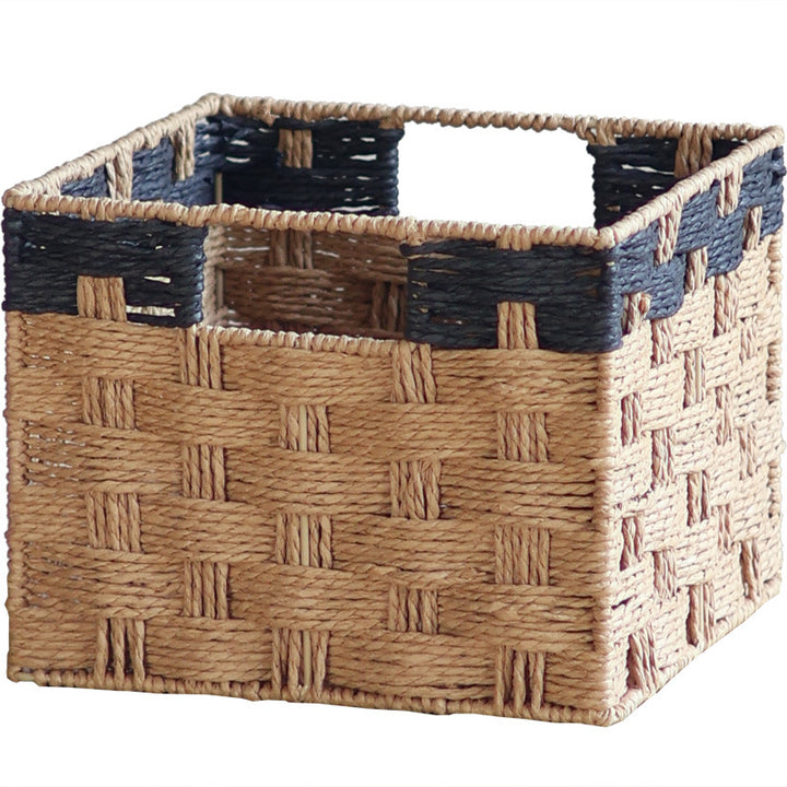 Square storage basket made of natural material