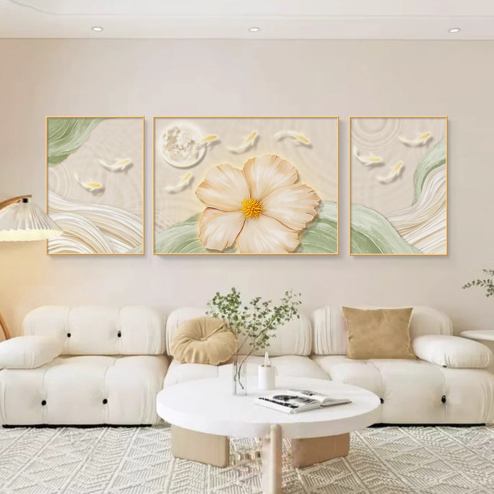 Elegant Floral Triptych Canvas Art