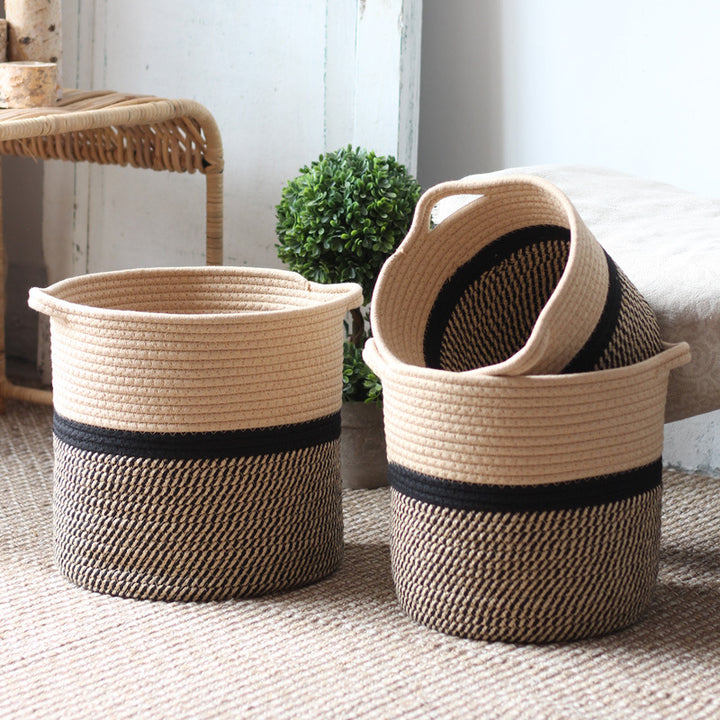 Handcrafted storage basket with handles