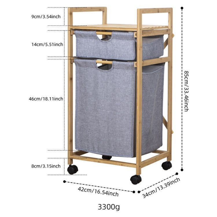 Laundry basket with bamboo frame and fabric insert