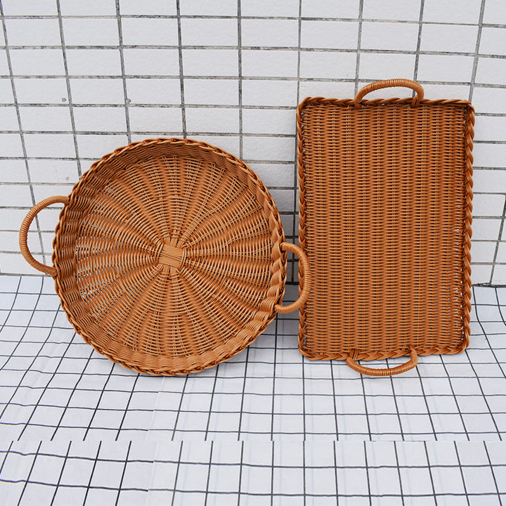 Handcrafted Woven Serving Tray Set