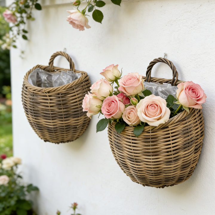 Decorative storage basket with handle