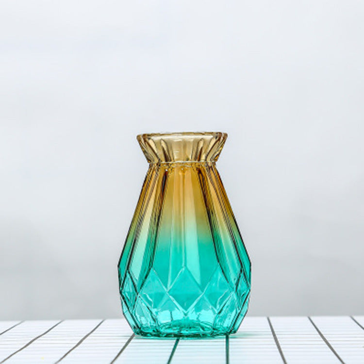 Geometric Patterned Glass Flower Vase