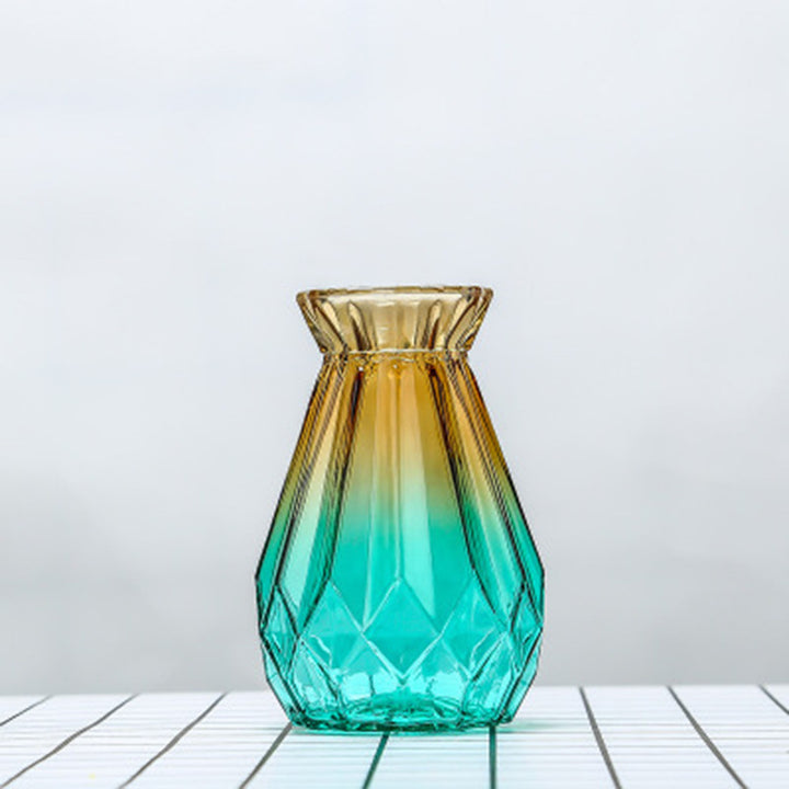 Geometric Patterned Glass Flower Vase