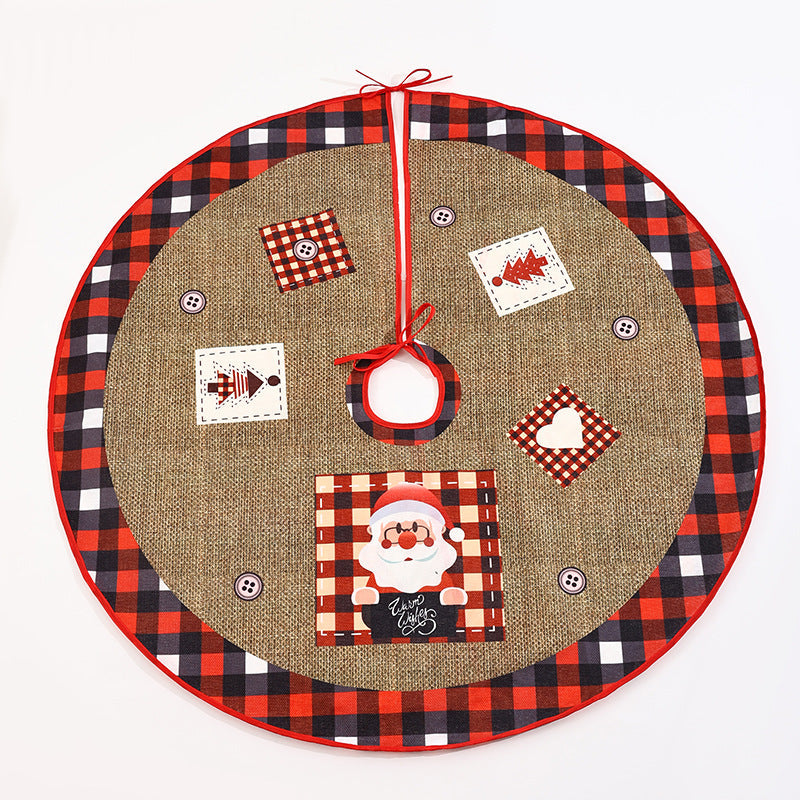 Jute Christmas tree skirt with festive Santa Claus motif