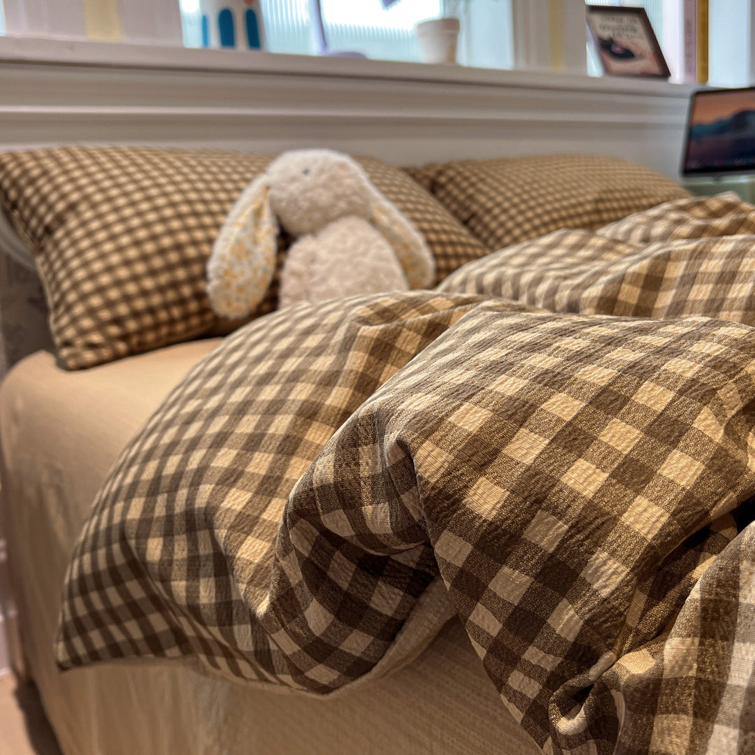 Soft Cotton Checkered Duvet Cover Set