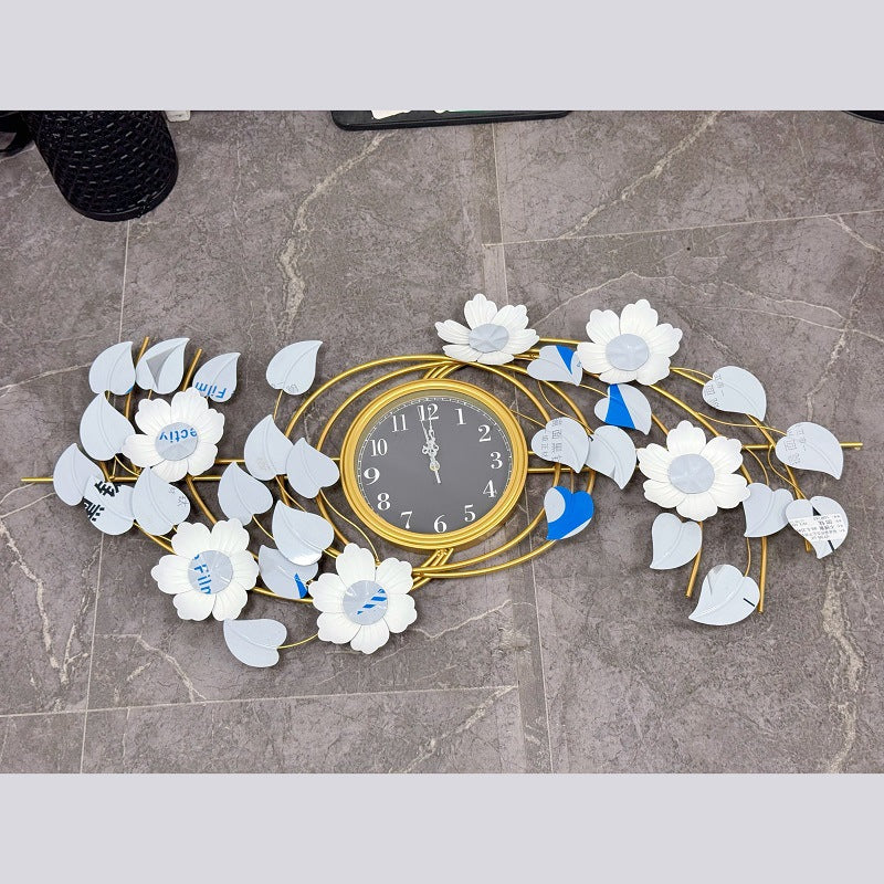 Floral Wall Clock with Leaf Design
