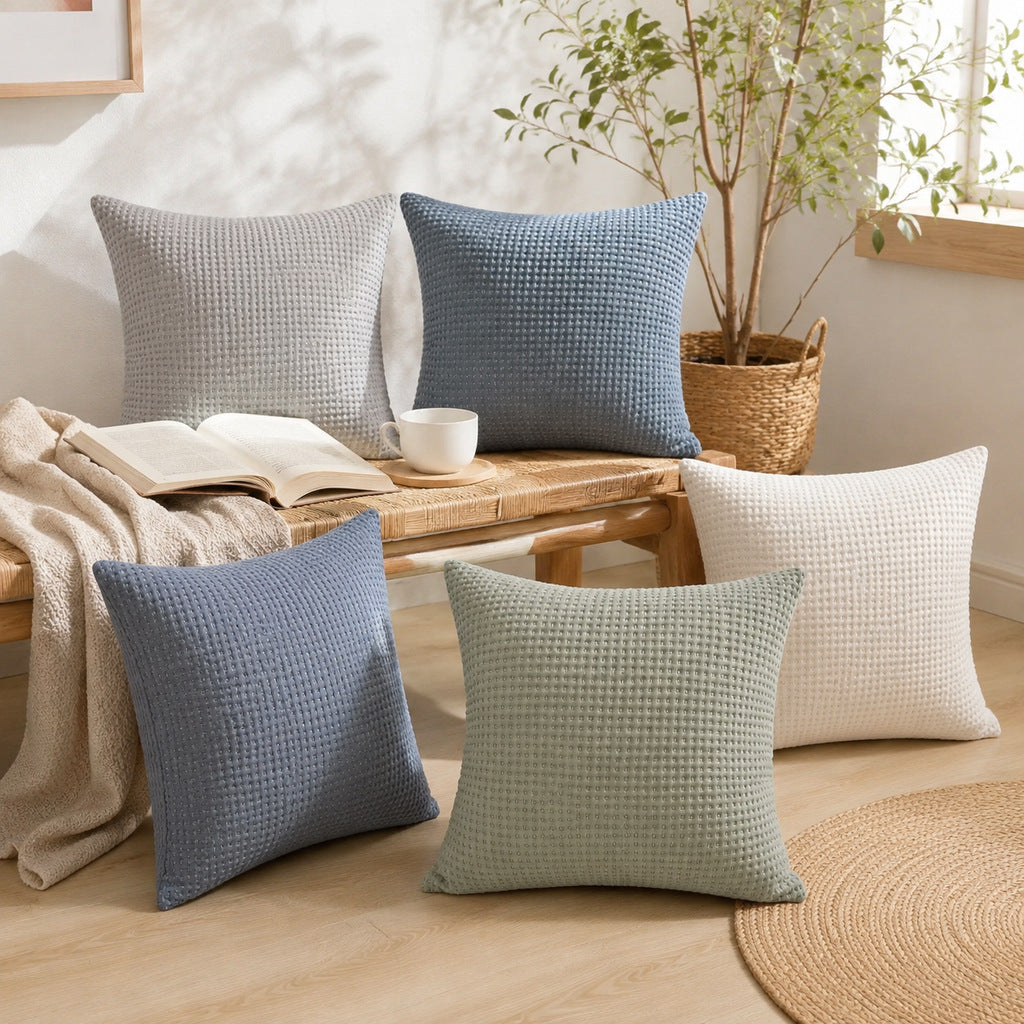 Textured Waffle Weave Throw Pillow