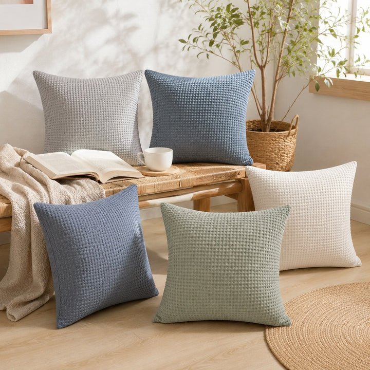 Textured Waffle Weave Throw Pillow