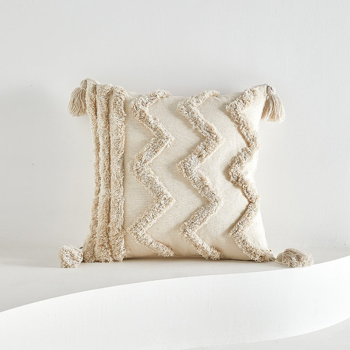 Textured Decorative Throw Pillow with Tassels