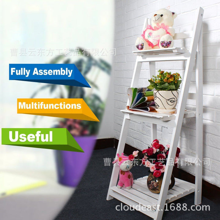Multi-Tiered Wooden Ladder Shelf