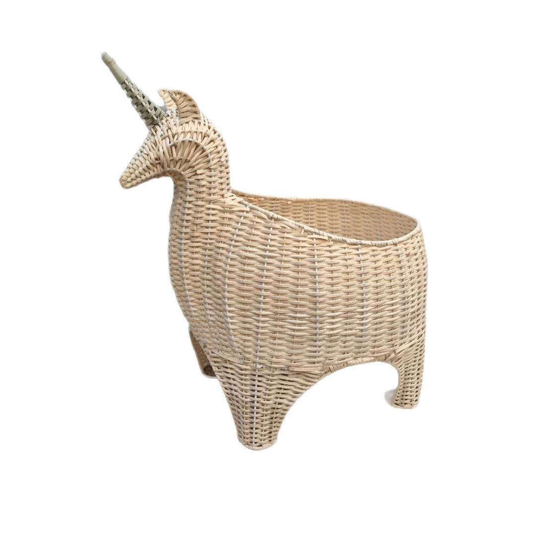 Playful storage basket in unicorn shape