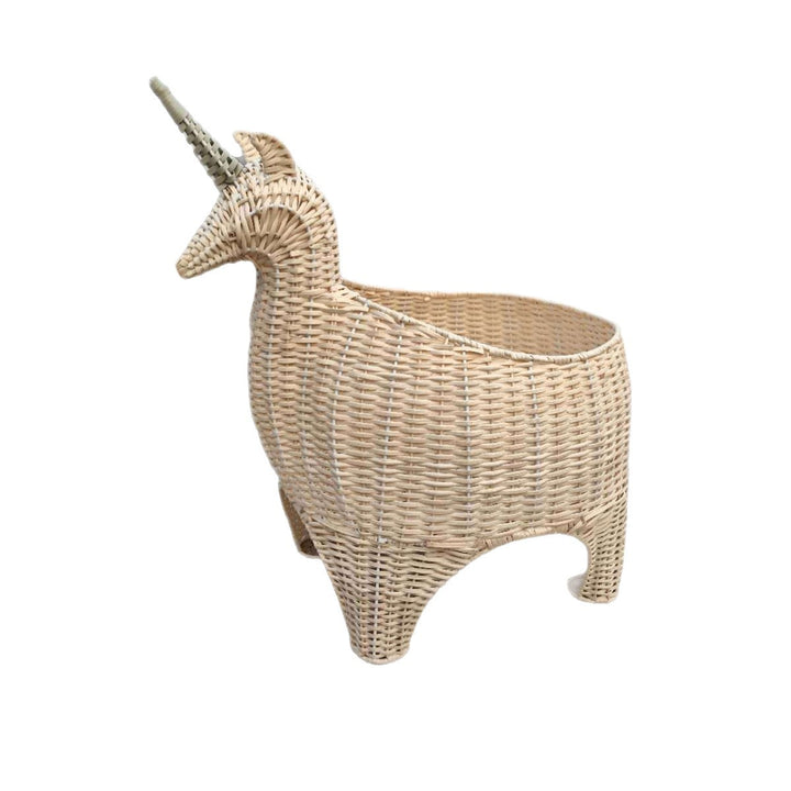 Playful storage basket in unicorn shape