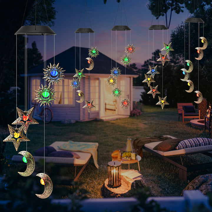 Outdoor Metal Star Wind Chime with Resonating Aluminum Tubes