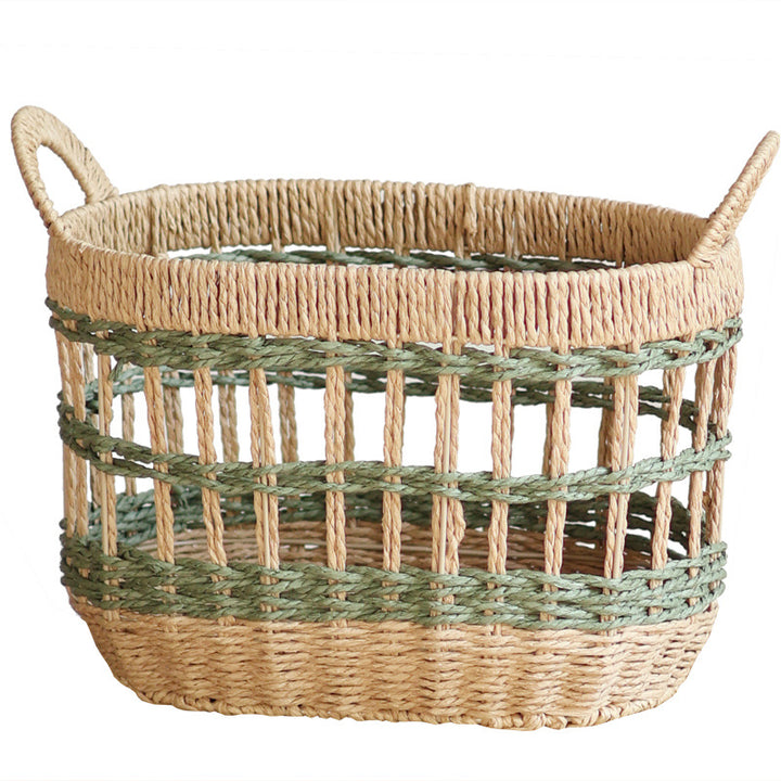 Handcrafted storage basket with natural material