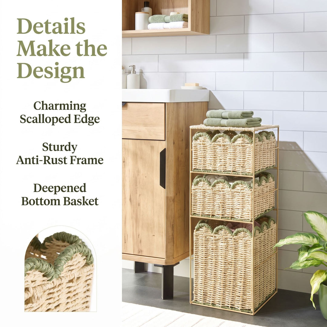 Stylish storage system with woven baskets