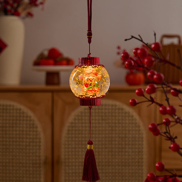 Nostalgic Christmas lantern with festive Santa