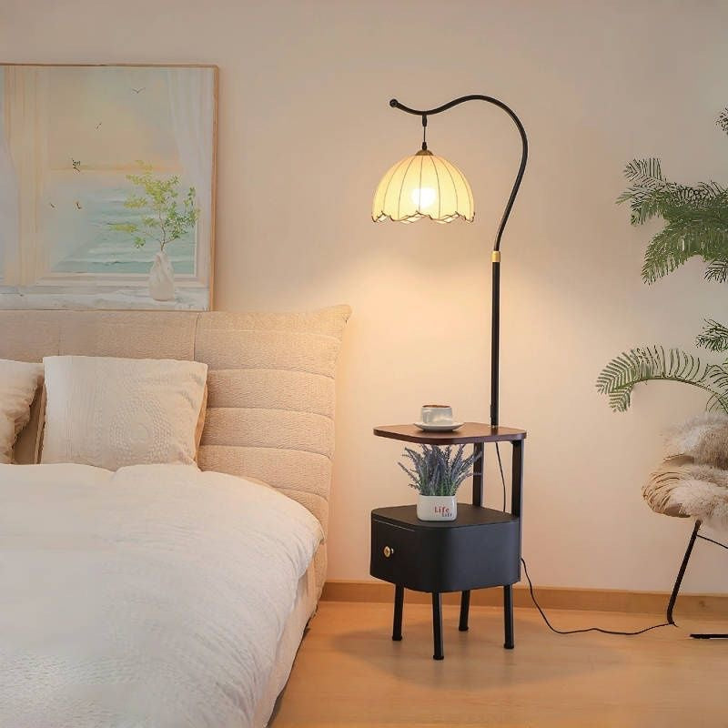 Stylish floor lamp with integrated table