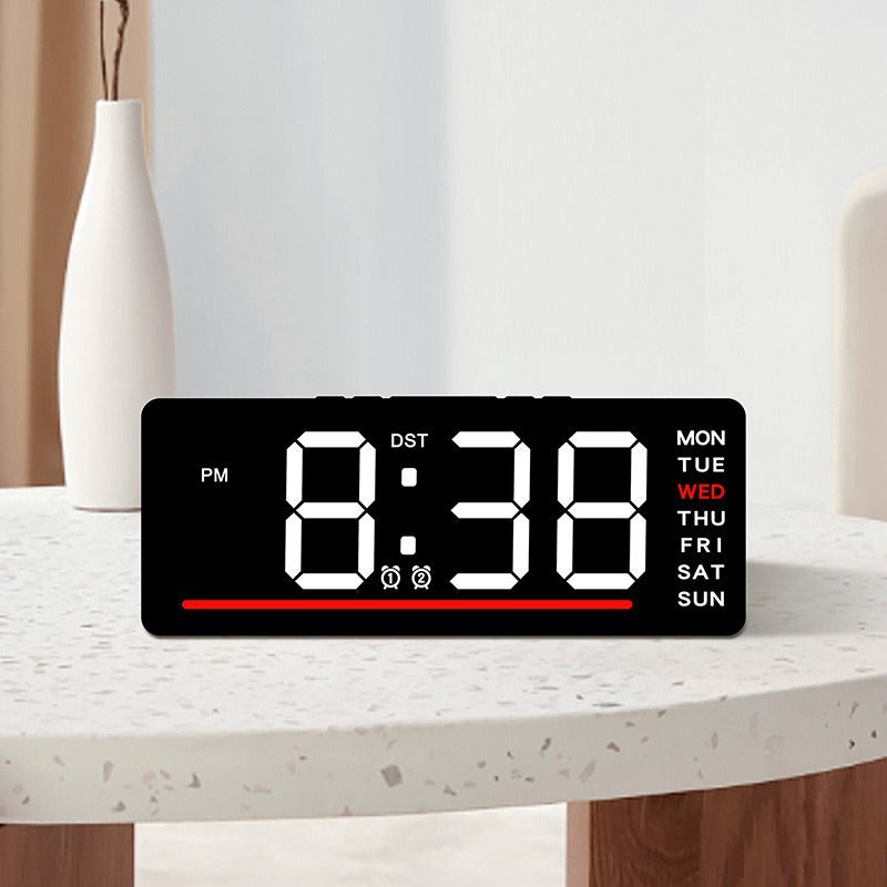Digital clock with large LED display and multiple alarm functions