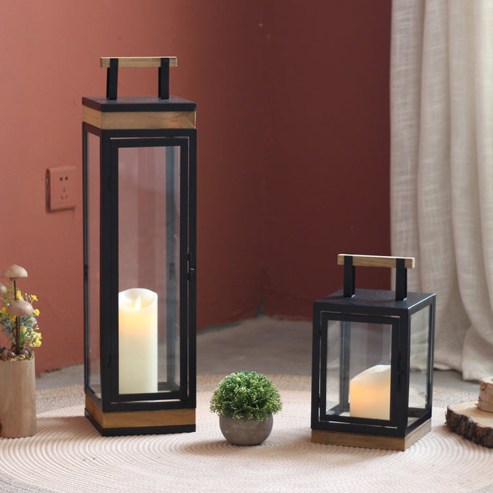 Decorative Lantern with Wooden Handle