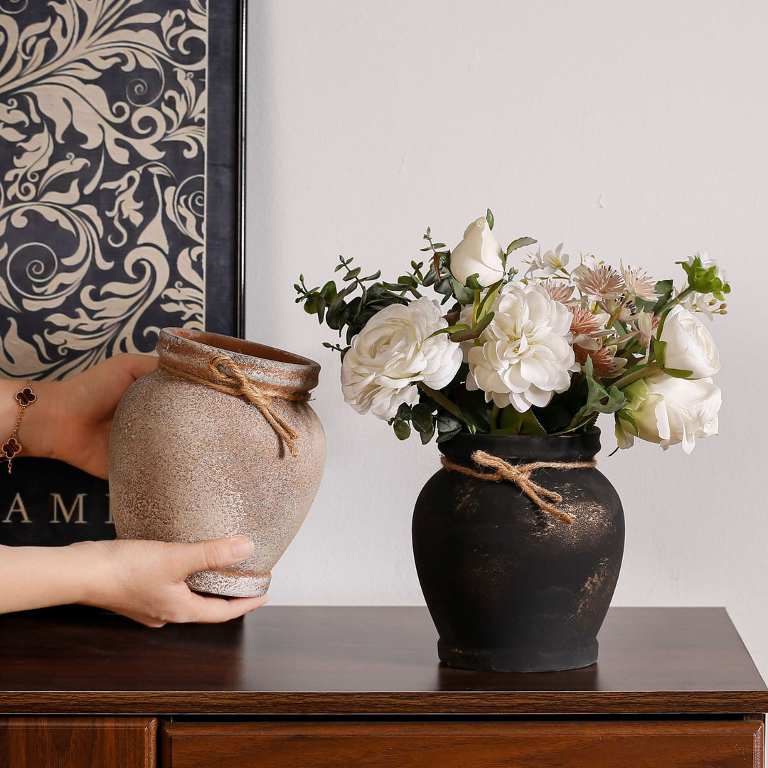 Rustic ceramic plant decoration