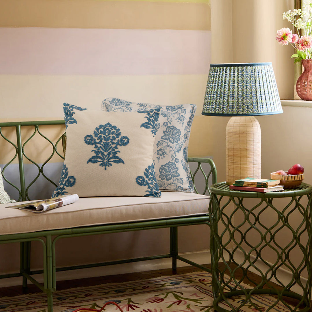Floral Mandala Decorative Pillow Cover Made of Cotton Blend with Hidden Zipper