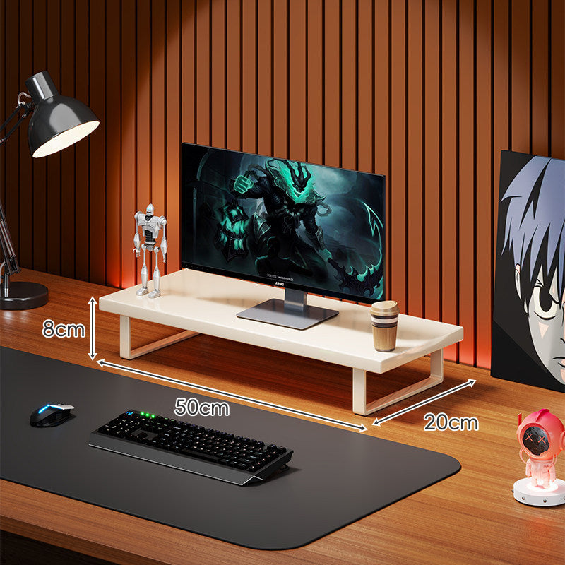 Solid Wood Monitor Riser Desk Shelf with Metal U-Leg Support