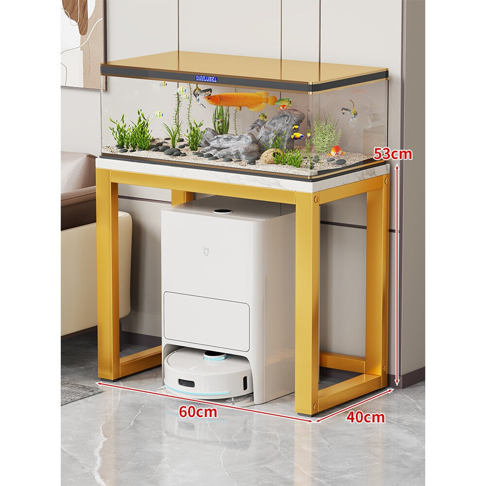 Modern Metal Frame Aquarium Console Table with Integrated LED Hood