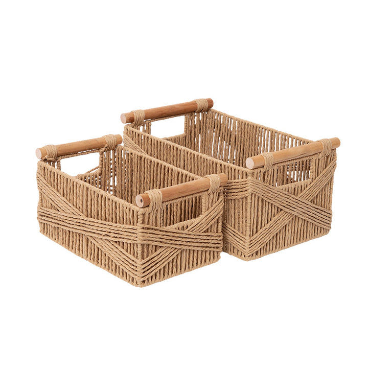 Handcrafted storage basket made of braided natural material