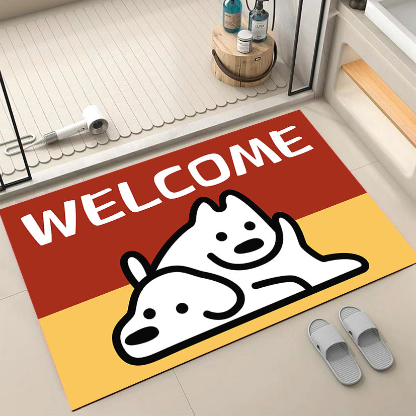 Cartoon Dog-Themed Welcome Mat