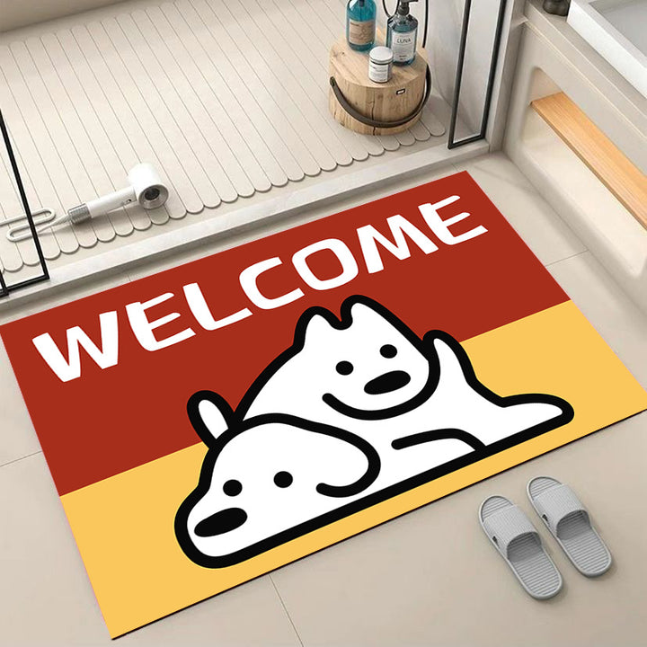 Cartoon Dog-Themed Welcome Mat