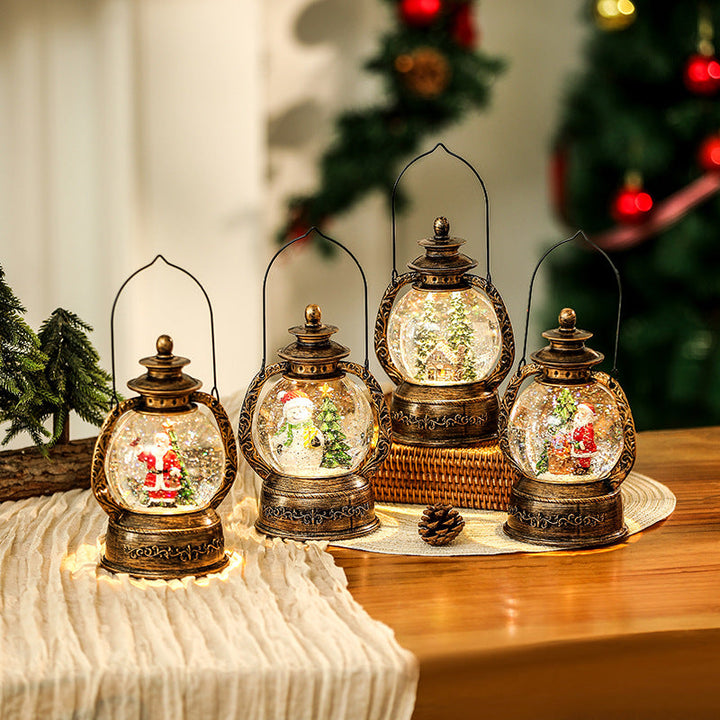 Nostalgic Christmas lantern with snow globe