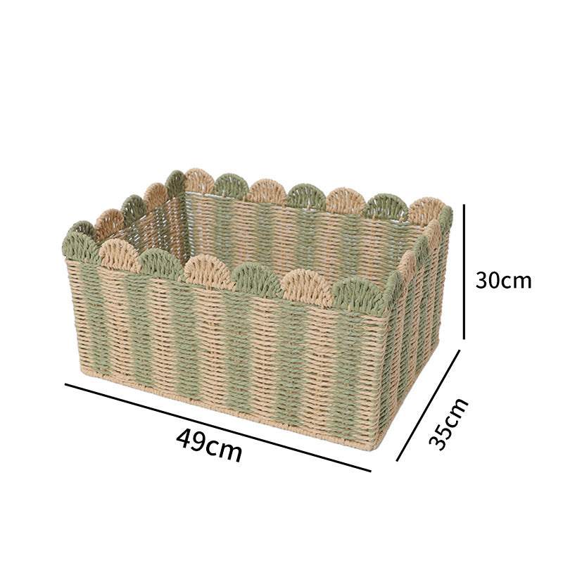 Storage basket with wave rim