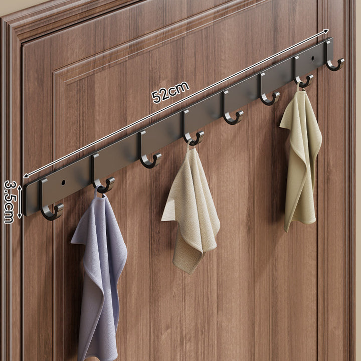 Wall-Mounted Slim Metal Multi-Hook Rack with Curved Hooks and Concealed Mount