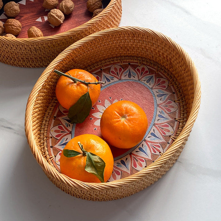 Rustic serving basket with floral details