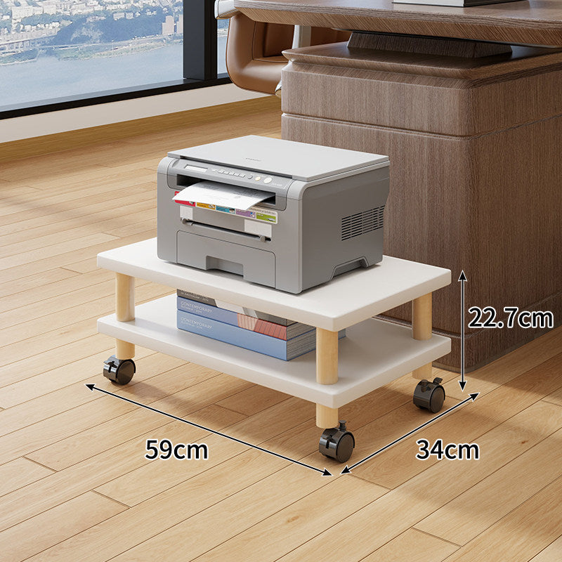 Compact Mobile Tiered Wooden Printer Stand with Swivel Casters